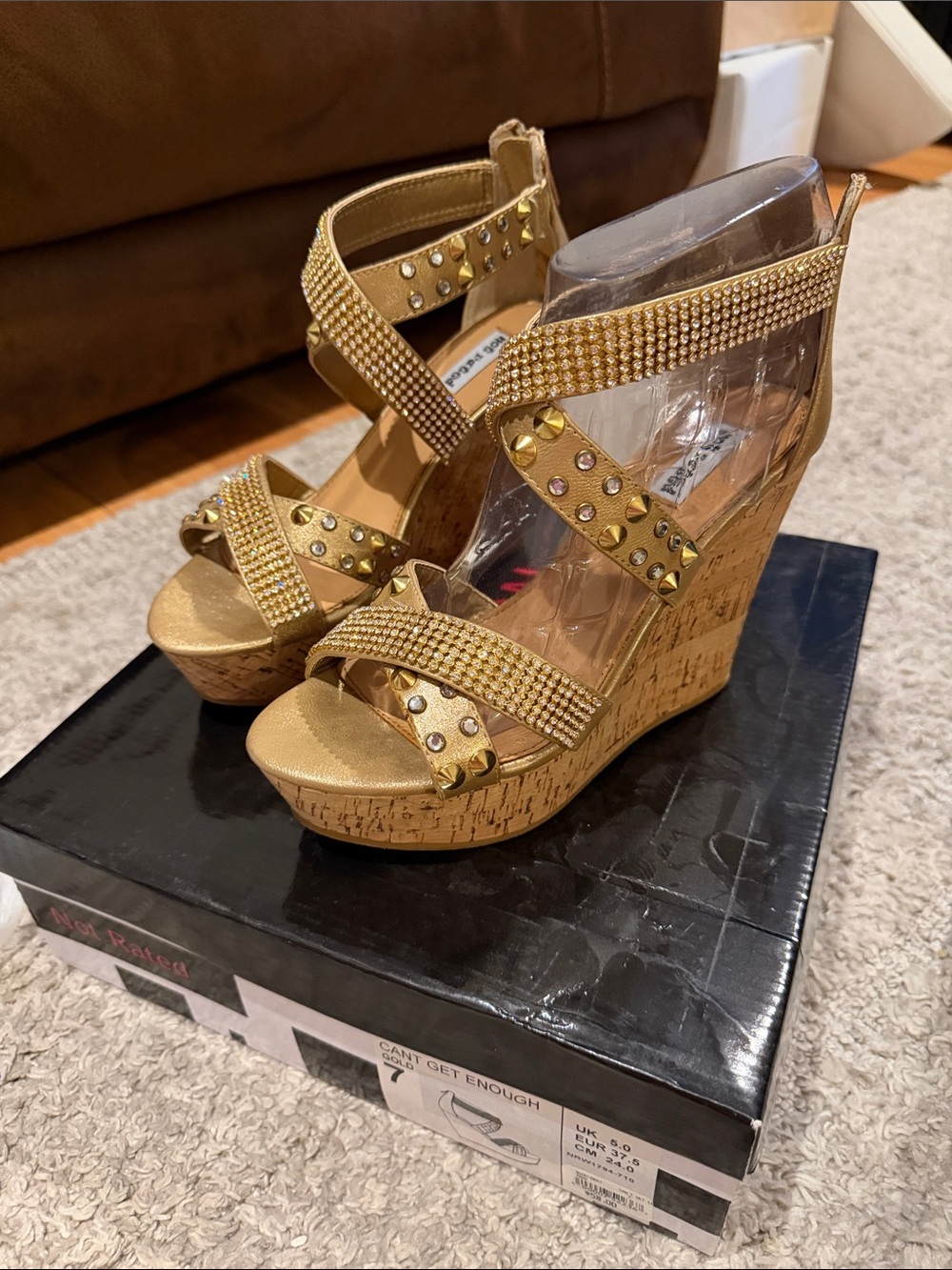 Not Rated Gold Rhinestone Evening Sandals